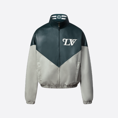 루이비통 회색과 녹색 패치워크 가죽 재킷