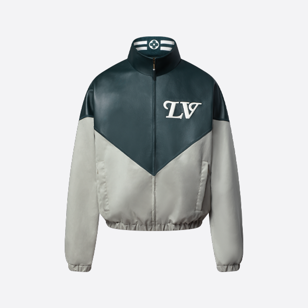 루이비통 회색과 녹색 패치워크 가죽 재킷
