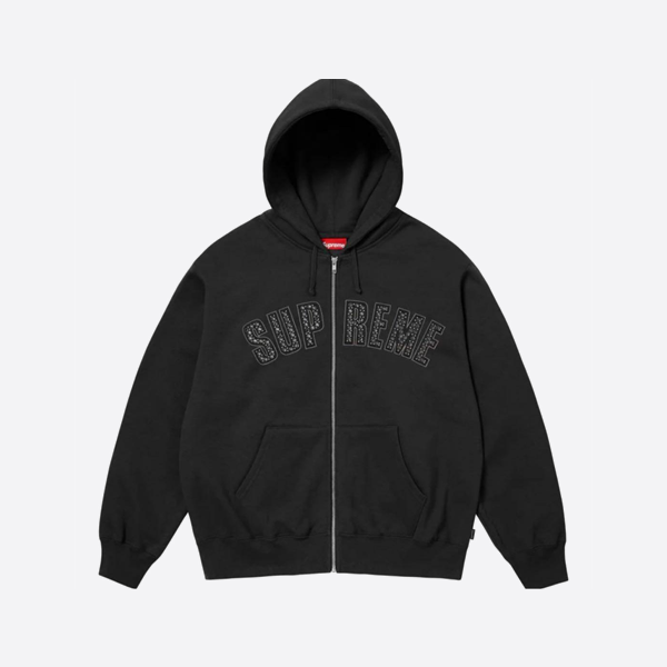 슈프림 라인스톤 후드티, 블랙