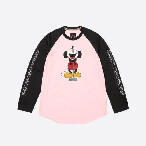슈프림 x 미키 마우스 프린트 긴팔 티셔츠 (블랙/핑크)
