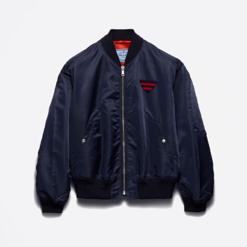 프라다 니트 트라이앵글 로고 코튼 코트