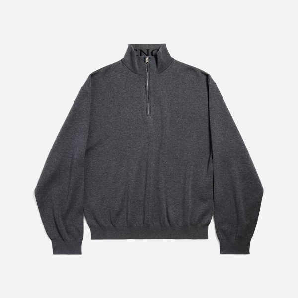 발렌시아가 스탠드업 칼라 솔리드 컬러 하프집 터틀넥 스웨터