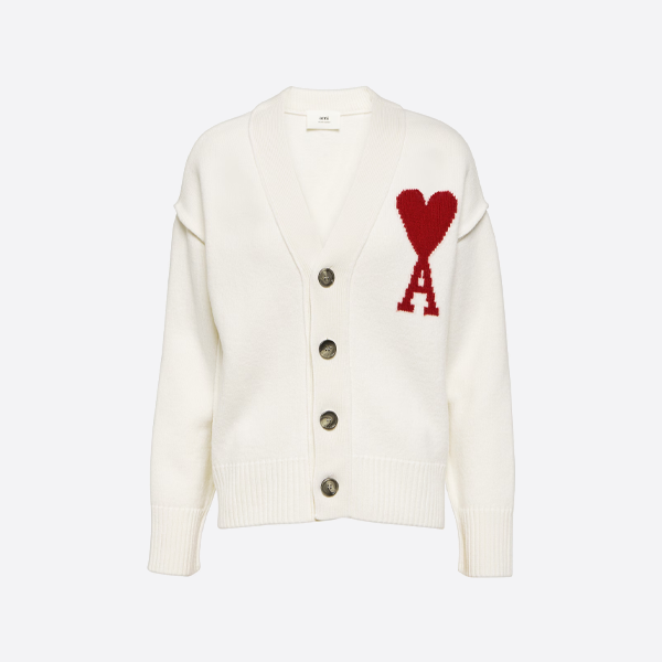 아미 파리 자수 하트 가디건