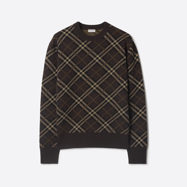 버버리 트윌 체크 울 혼방 풀오버 크루넥 스웨터
