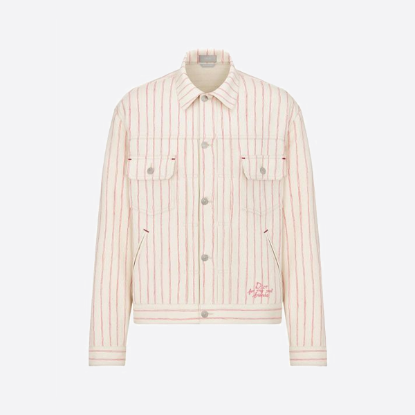 디올 자수 레터 스트라이프 데님 재킷