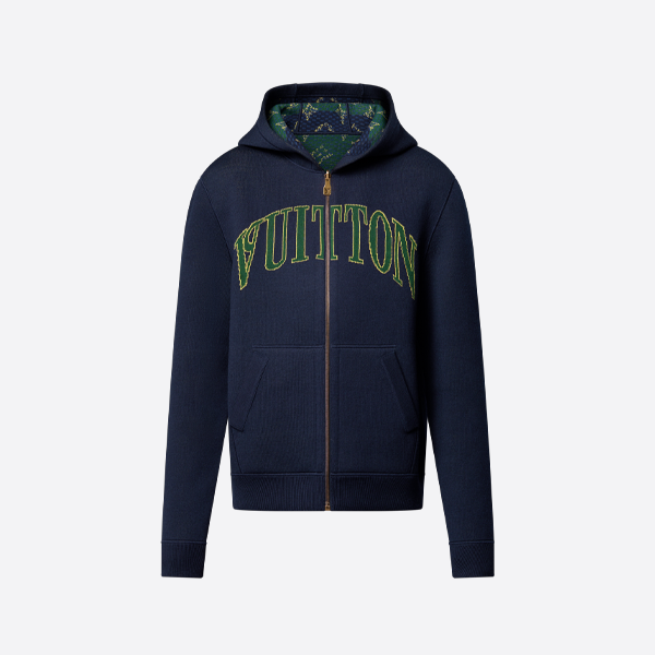 루이비통 양면 면-울 혼방 니트 후드 재킷