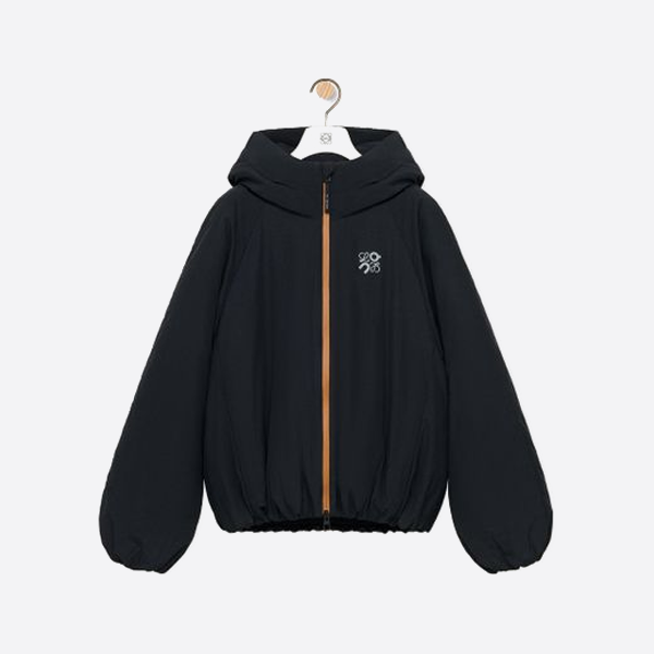 로에베 콜라보레이션 오렌지색 지퍼 후드 다운 재킷