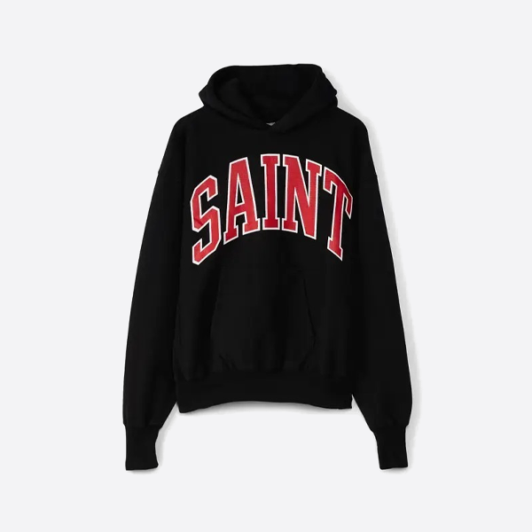 성 미카엘 붉은 글자 프린트 후드티