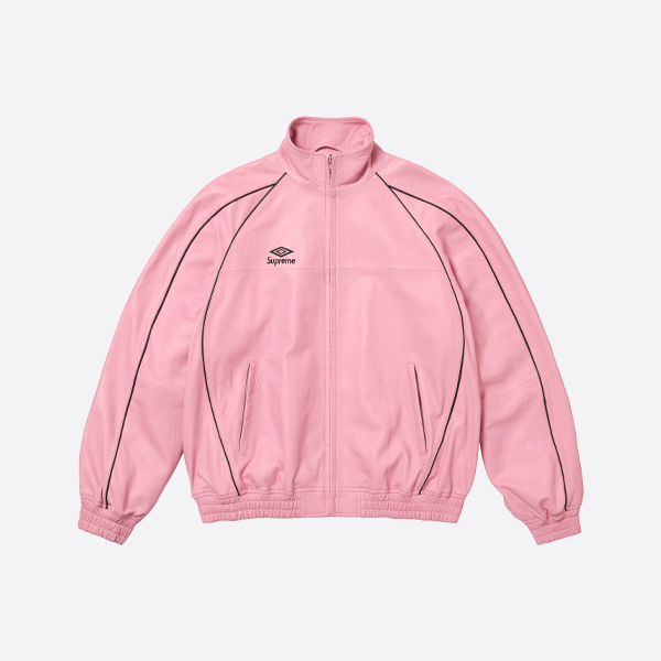 슈프림과 엄브로의 협업으로 탄생한 자수 로고 지퍼 재킷 (핑크)