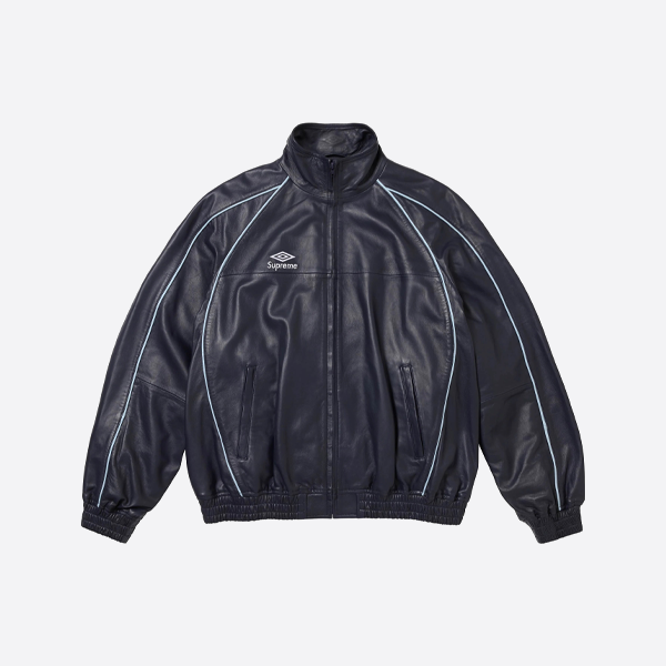 슈프림과 엄브로의 콜라보레이션 자수 로고 지퍼 재킷/아우터 - 네이비 블루