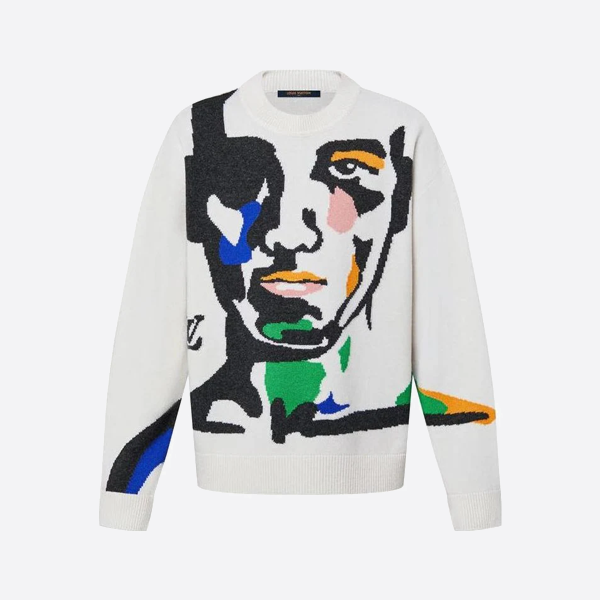 루이비통 포트레이트 자카드 울 니트 크루넥 스웨터
