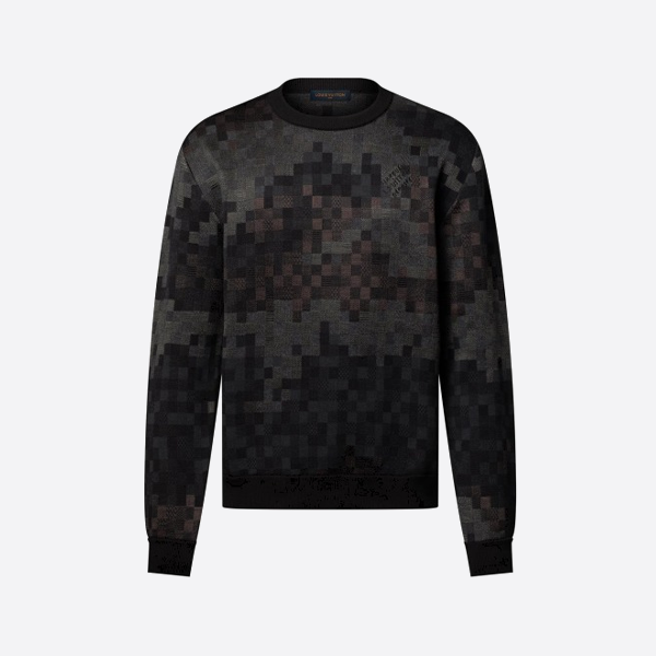 스터드 모자이크 장식이 있는 뒷면의 루이비통 블랙 크루넥 스웨터