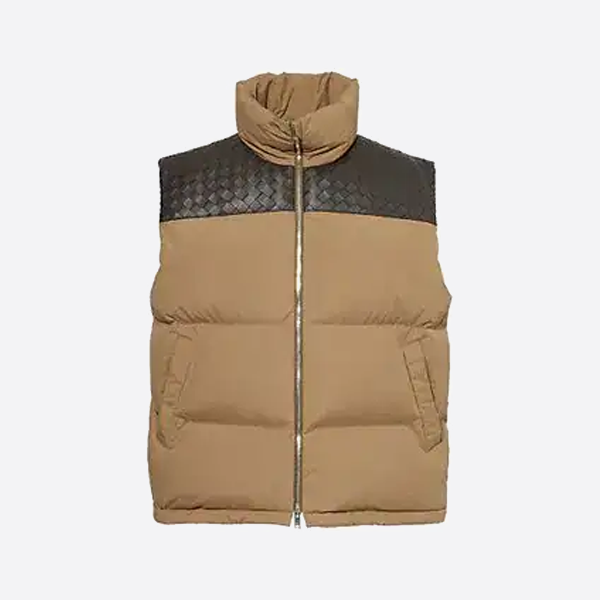 보테가 베네타 램스킨 우븐 숄더 패널 다운 베스트