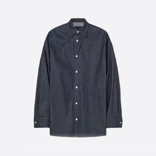 뒷면에 작은 로고가 있는 프라다 데님 셔츠 재킷