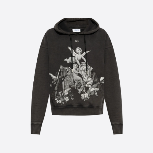 오프화이트 엔젤 하프 프린트 후드티