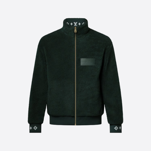 루이비통 가죽 라벨 커프스 자카드 플리스 코튼 재킷