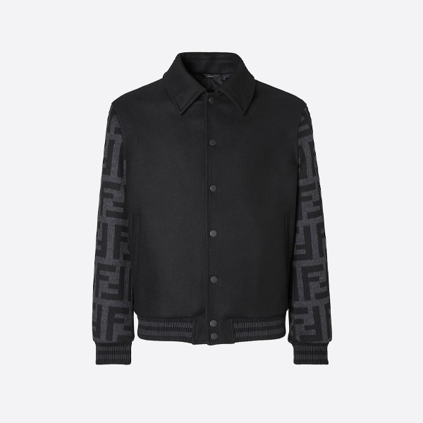펜디 레터 슬리브 패치워크 라펠 울 봄버 재킷