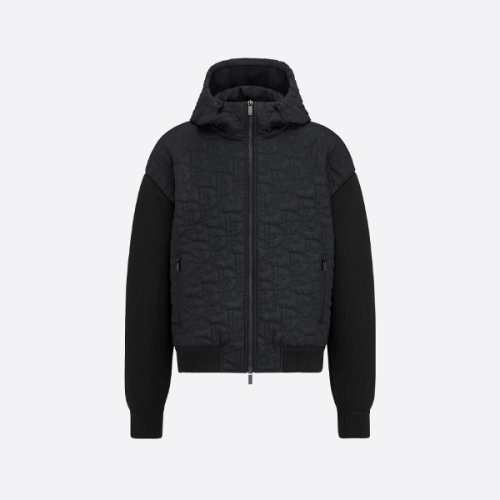 디올 퀼팅 레터 니트 패치워크 후드 코튼 재킷