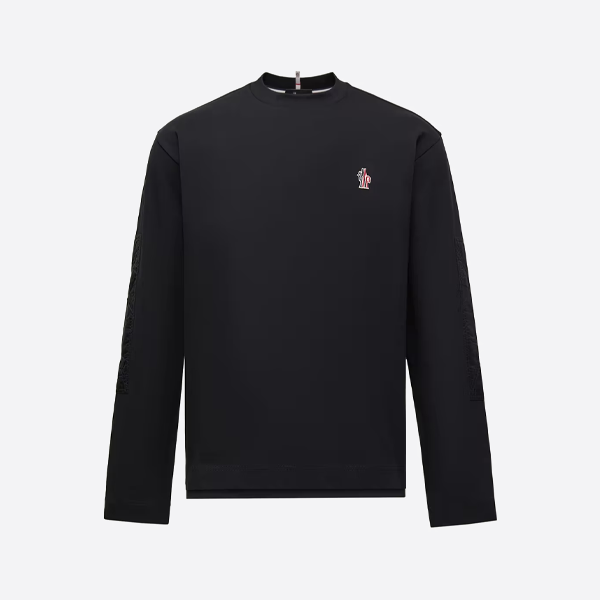 몽클레르 로고 긴팔 티셔츠, 블랙
