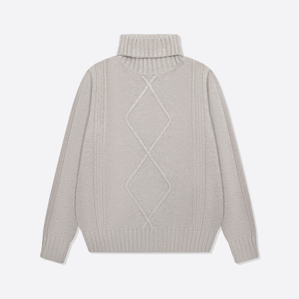 브루넬로 쿠치넬리 청키 니트 케이블 터틀넥 스웨터