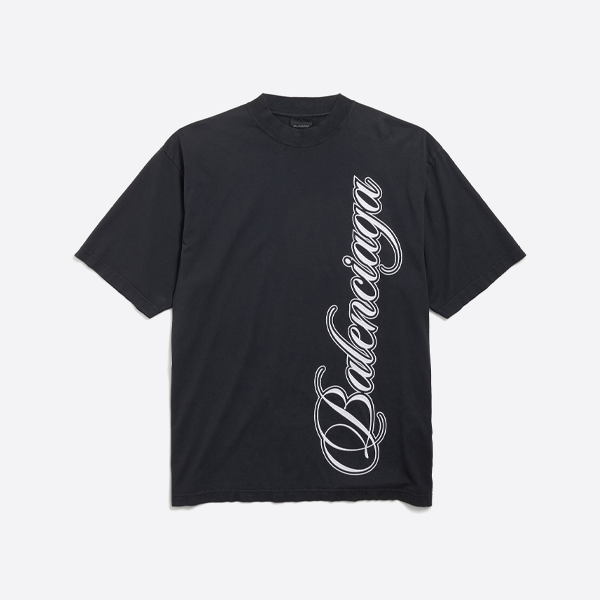 발렌시아가 필기체 반팔 티셔츠