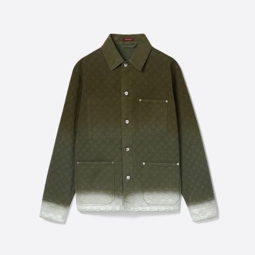 구찌 그린 그라데이션 자카드 데님 재킷