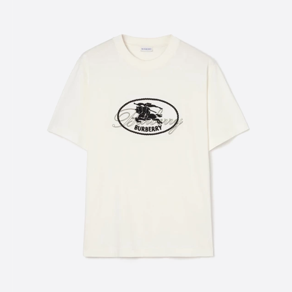 버버리 나이트 스탬프 코튼 티셔츠, 화이트