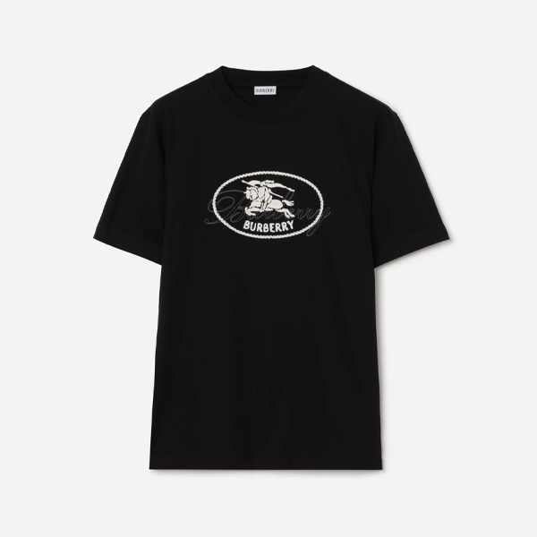 버버리 나이트 스탬프 코튼 티셔츠, 블랙