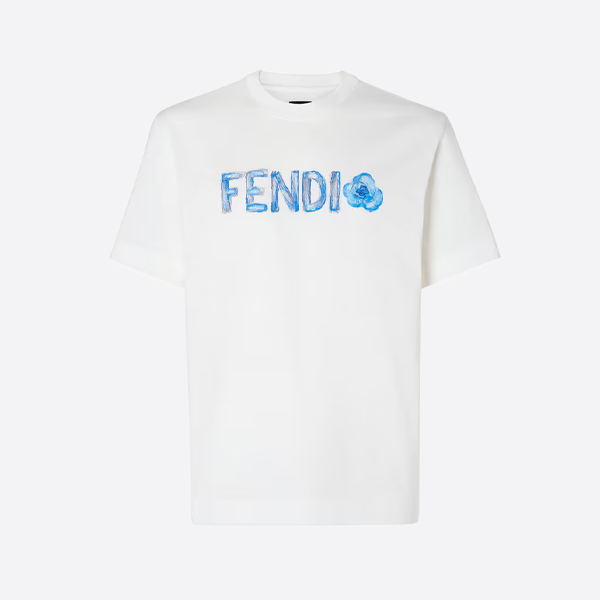 펜디 자수 꽃무늬 반팔 화이트