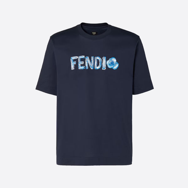 펜디 자수 플로럴 반팔 블랙