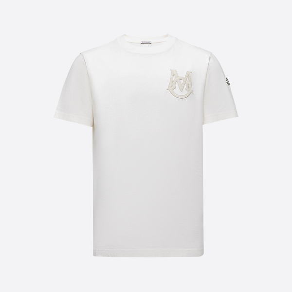 몽클레르 로고 패치 반팔 셔츠, 화이트