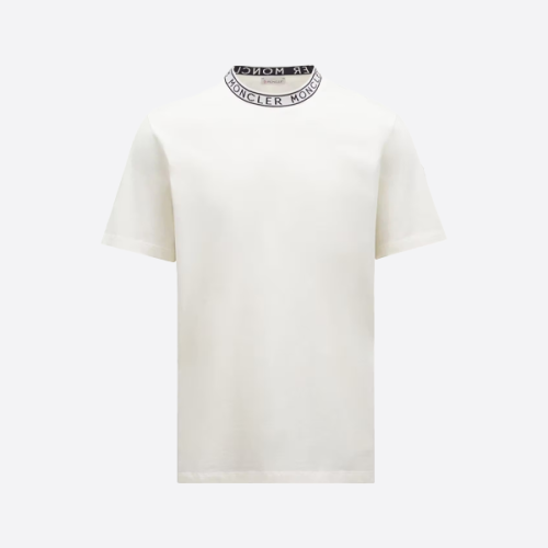 몽클레르 로고 패치 반팔 셔츠, 화이트