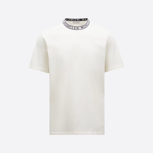 몽클레르 로고 패치 반팔 셔츠, 화이트
