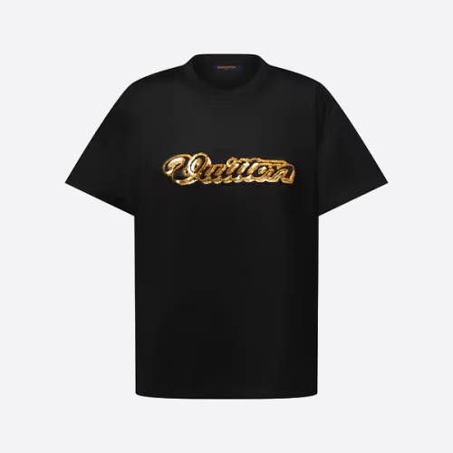 루이비통 스팽글 자수 로고 반팔 티셔츠