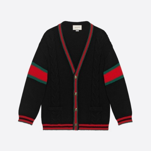 구찌 케이블 니트 스웨터, 블랙