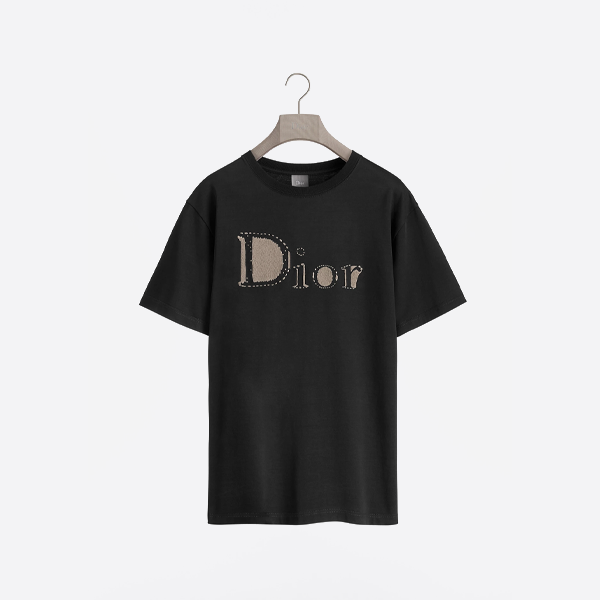 디올 자수 레터링 반팔 티셔츠