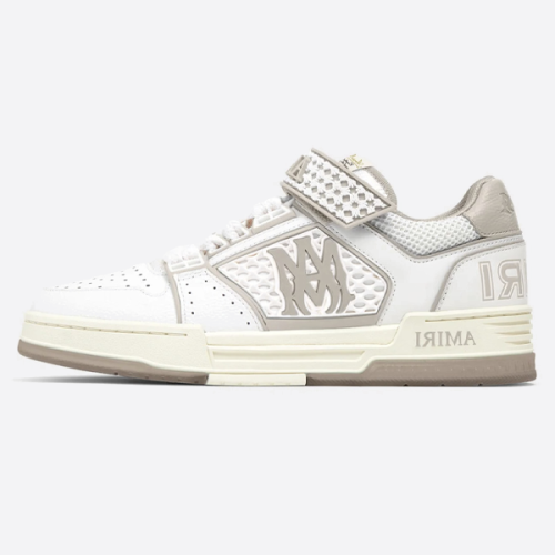 아미리 가죽 라운드 토 벨크로 스니커즈