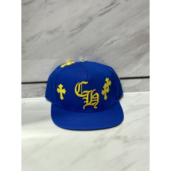 크롬 하츠 블루 크로스 가죽 패치 야구 모자