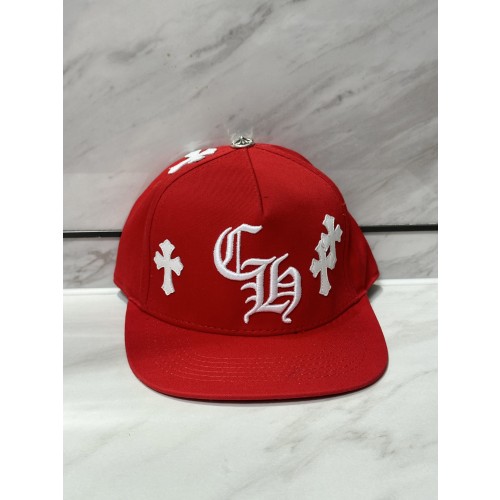 크롬 하츠 레드 크로스 가죽 패치 야구 모자