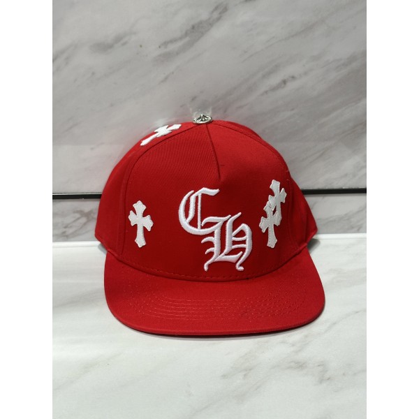 크롬 하츠 레드 크로스 가죽 패치 야구 모자