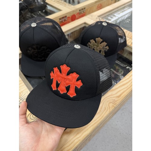 크롬 하츠 오렌지 쓰리 크로스 패치 야구 모자