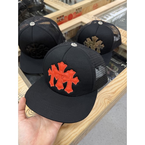 크롬 하츠 오렌지 쓰리 크로스 패치 야구 모자