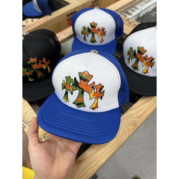 크롬 하츠 블루 카모플라주 쓰리 크로스 야구 모자