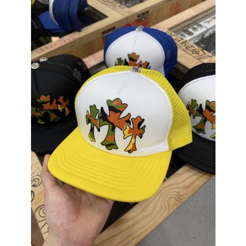 크롬 하츠 옐로우 카모플라주 쓰리 크로스 야구 모자