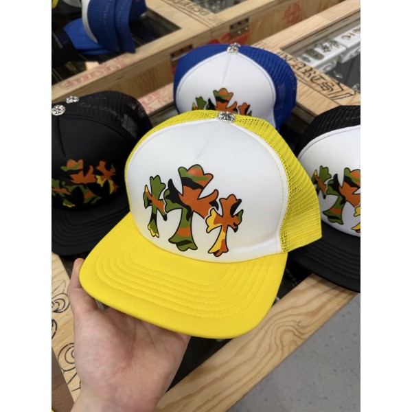 크롬 하츠 옐로우 카모플라주 쓰리 크로스 야구 모자