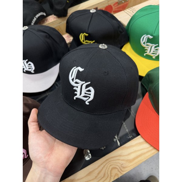 크롬 하츠 흑백 자수 로고 야구 모자