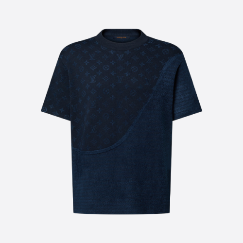 루이비통 자카드 패치워크 니트 반팔 티셔츠