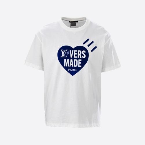 루이비통 하트 플록 프린트 반팔 티셔츠